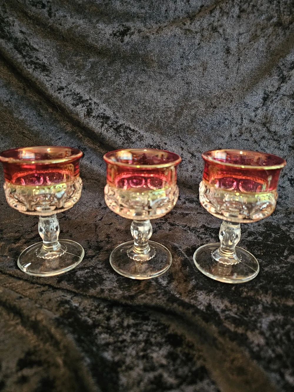 Vintage King's Crown Ruby Flash Cordial Glasses - Set of 6 - MCM Thumbprint